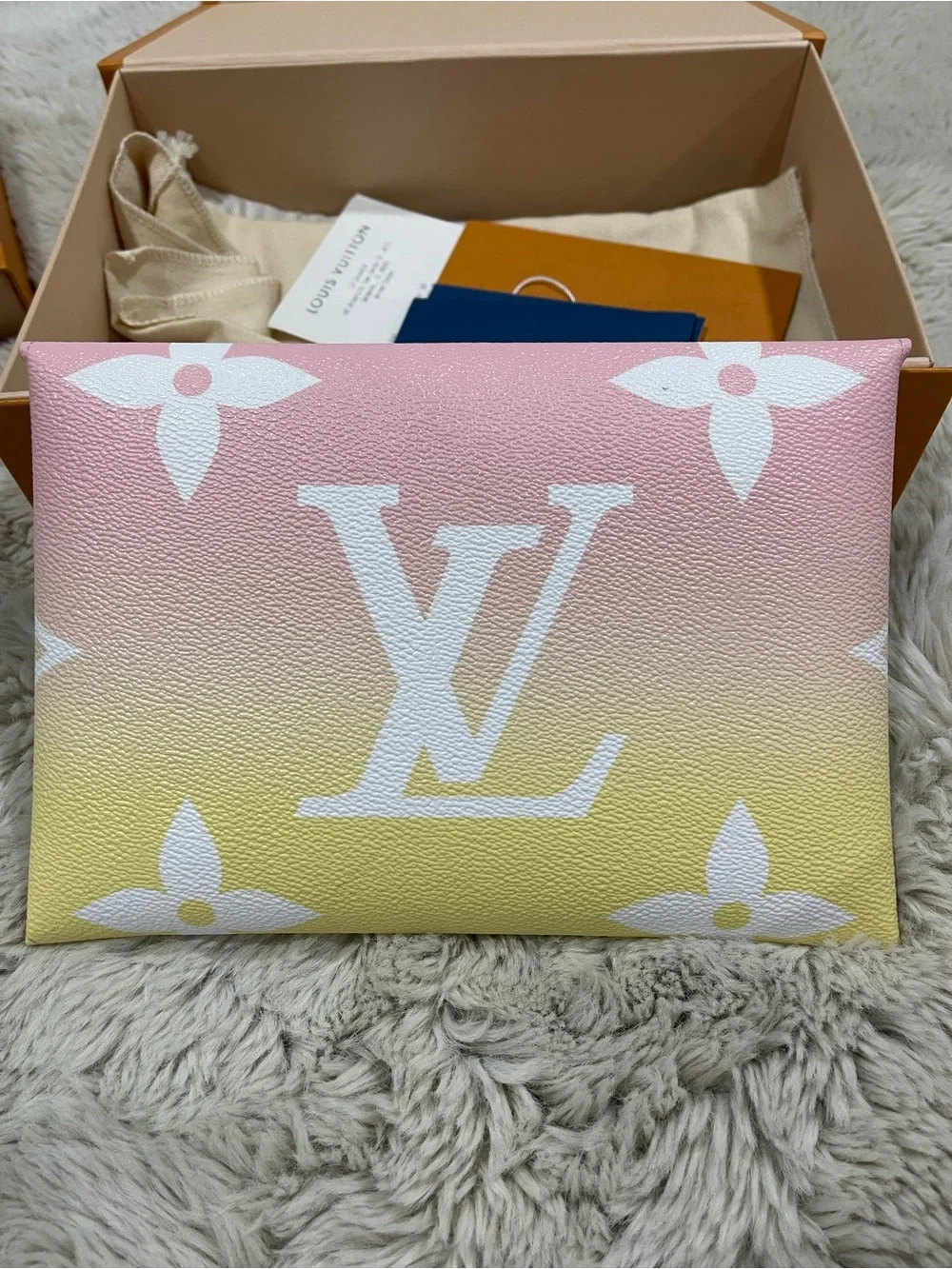 Louis Vuitton Pink and Yellow Monogram Envelope Clutch